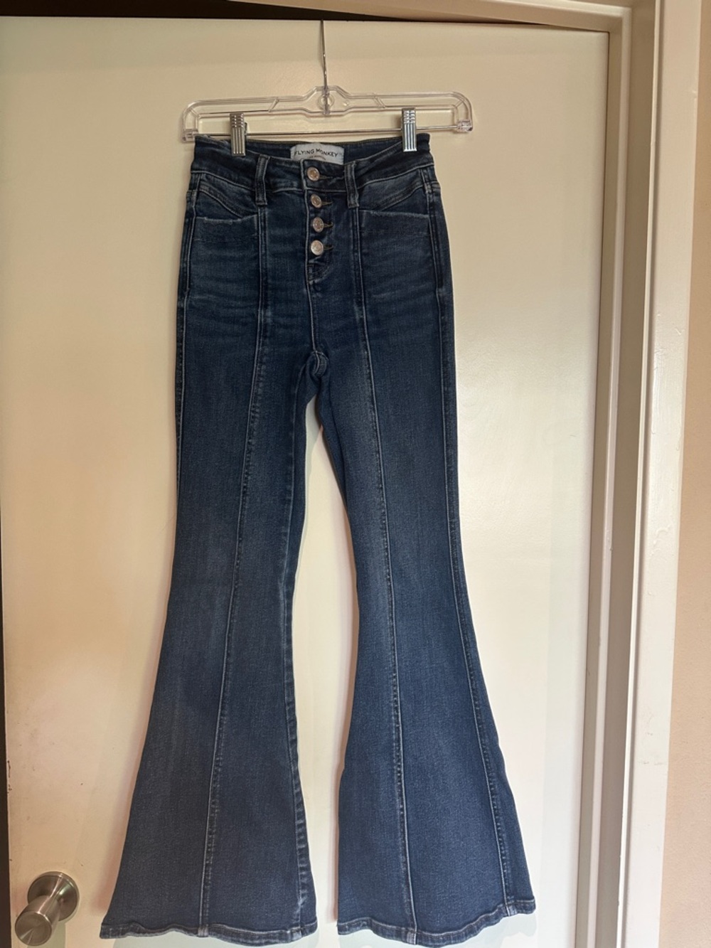 Flying Monkey High-Rise Dark Blue Flared Women’s Jeans - Vintage Style